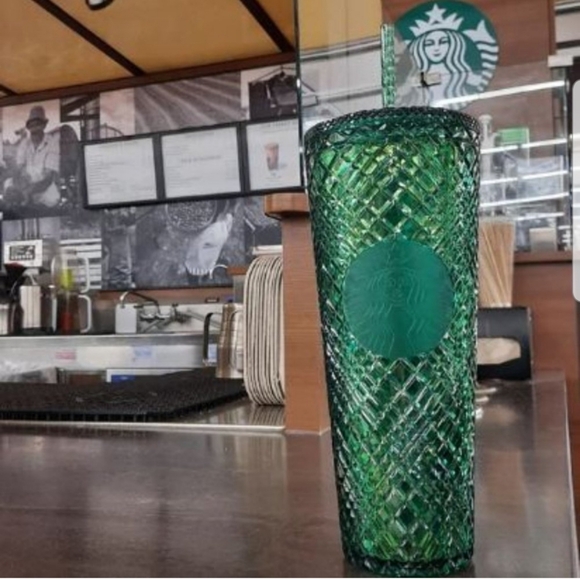 Starbucks 2022 Sparkling Iridescent Grid Acrylic Wall - Picture 2 of 5